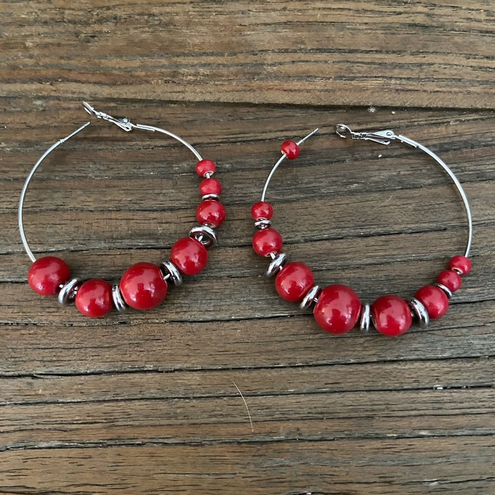 Silver And Red Hoops